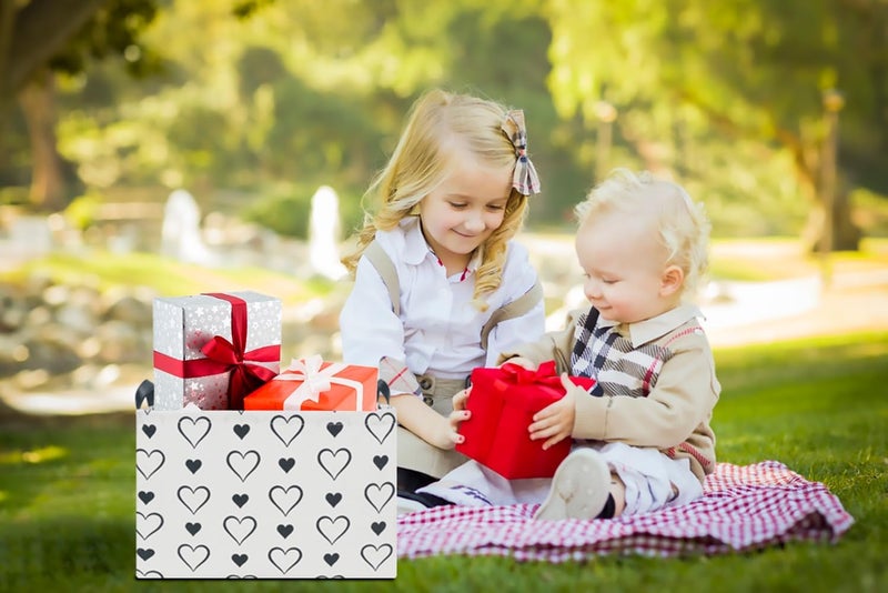 CLOCOR Rectangular Storage Basket Empty,Gift Basket,Waterproof Storage Bin with Handles,Room Decor(3PCS Cute Heart) - Image 4